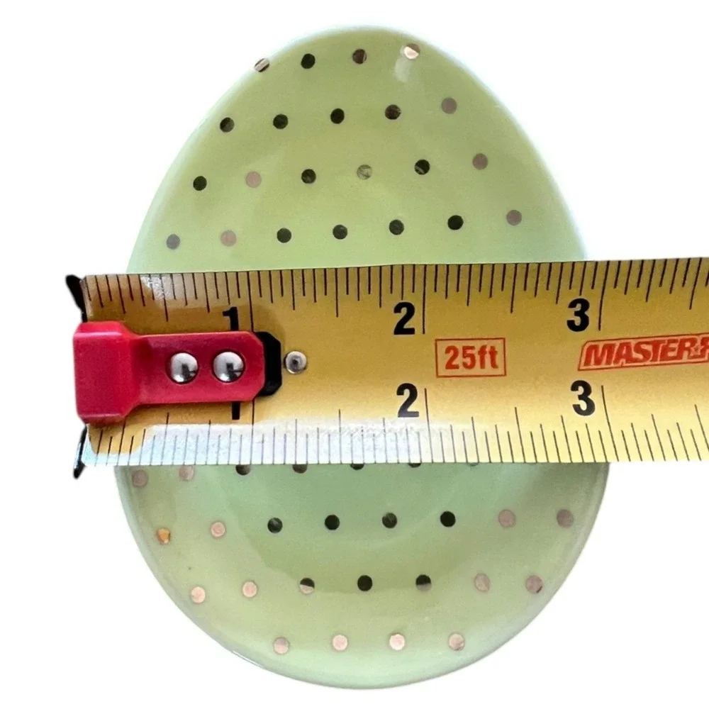 Set of 7 Egg‎ Shaped Trinket Dish Yellow NWOT Polka Dot Spring